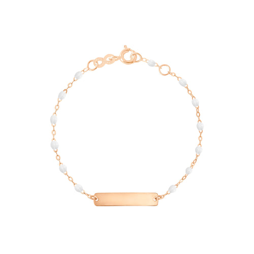 Gigi Clozeau - Little Gigi White bracelet, Rectangle plaque, Rose Gold, 5.1