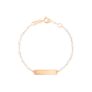 Gigi Clozeau - Little Gigi White bracelet, Rectangle plaque, Rose Gold, 5.1"