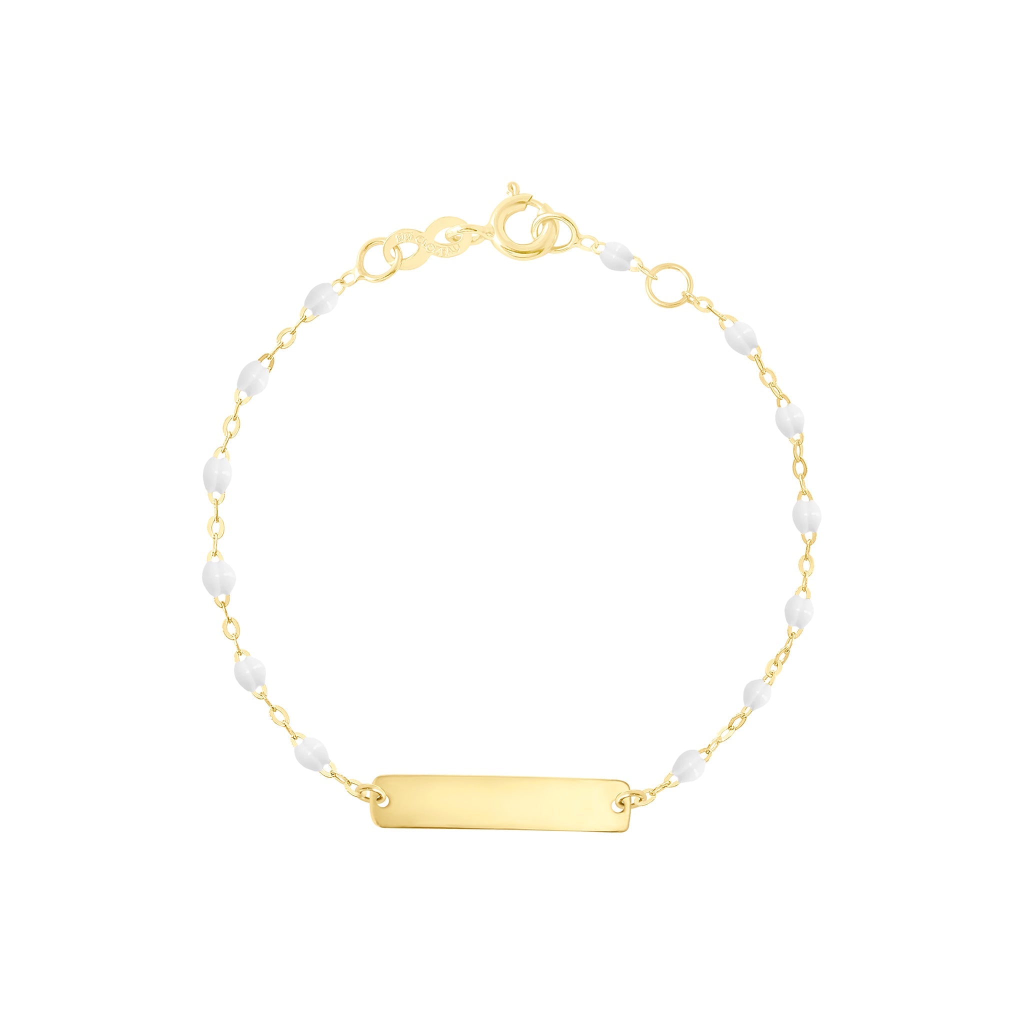 Gigi Clozeau - Little Gigi White bracelet, Rectangle plaque, Yellow Gold, 5.1"