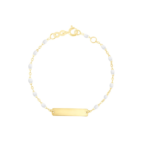 Gigi Clozeau - Little Gigi White bracelet, Rectangle plaque, Yellow Gold, 5.1