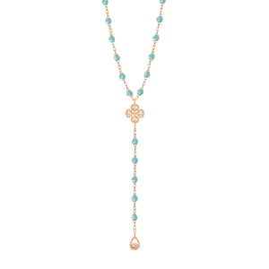 Gigi Clozeau - Lucky Classic Gigi Aqua diamond rosary, Rose Gold, 17.7"