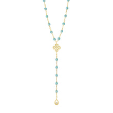 Gigi Clozeau - Lucky Classic Gigi Aqua diamond rosary, Yellow Gold, 17.7"