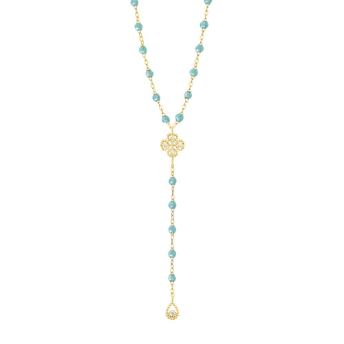 Gigi Clozeau - Lucky Classic Gigi Aqua diamond rosary, Yellow Gold, 17.7
