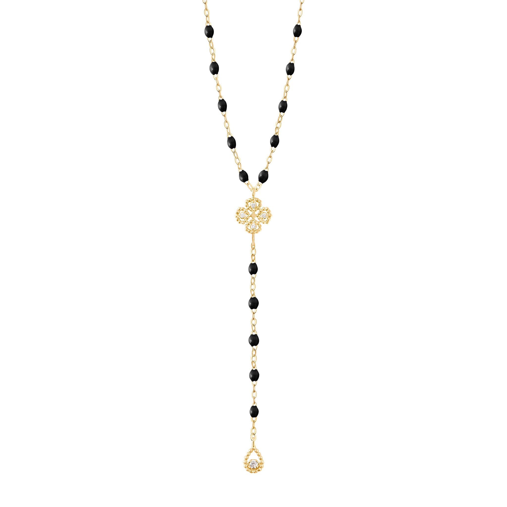 Gigi Clozeau - Lucky Classic Gigi Black diamond rosary, Yellow Gold, 17.7"