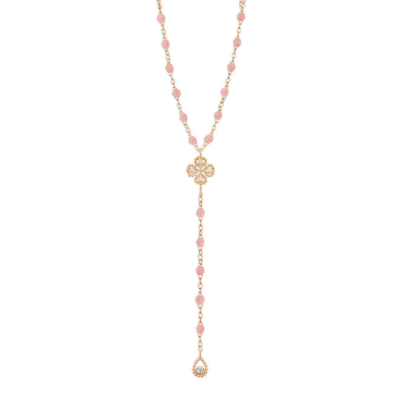 Gigi Clozeau - Lucky Classic Gigi Blush diamond rosary, Rose Gold, 17.7"