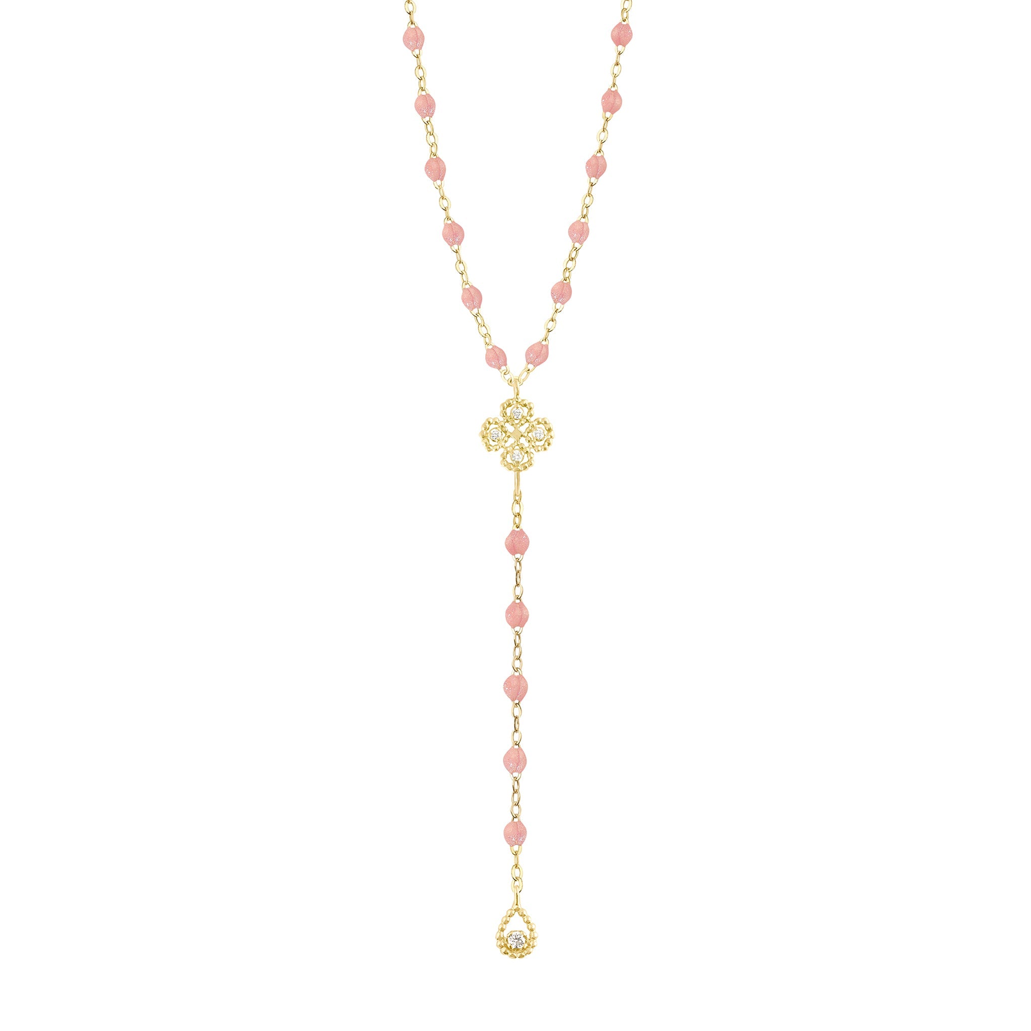 Gigi Clozeau - Lucky Classic Gigi Blush diamond rosary, Yellow Gold, 17.7"