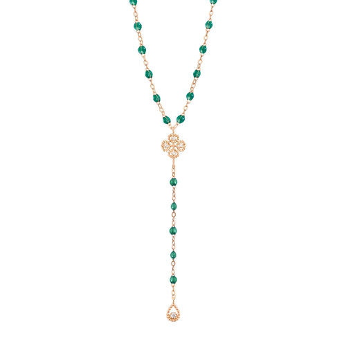 Gigi Clozeau - Lucky Classic Gigi Emerald diamond rosary, Rose Gold, 17.7