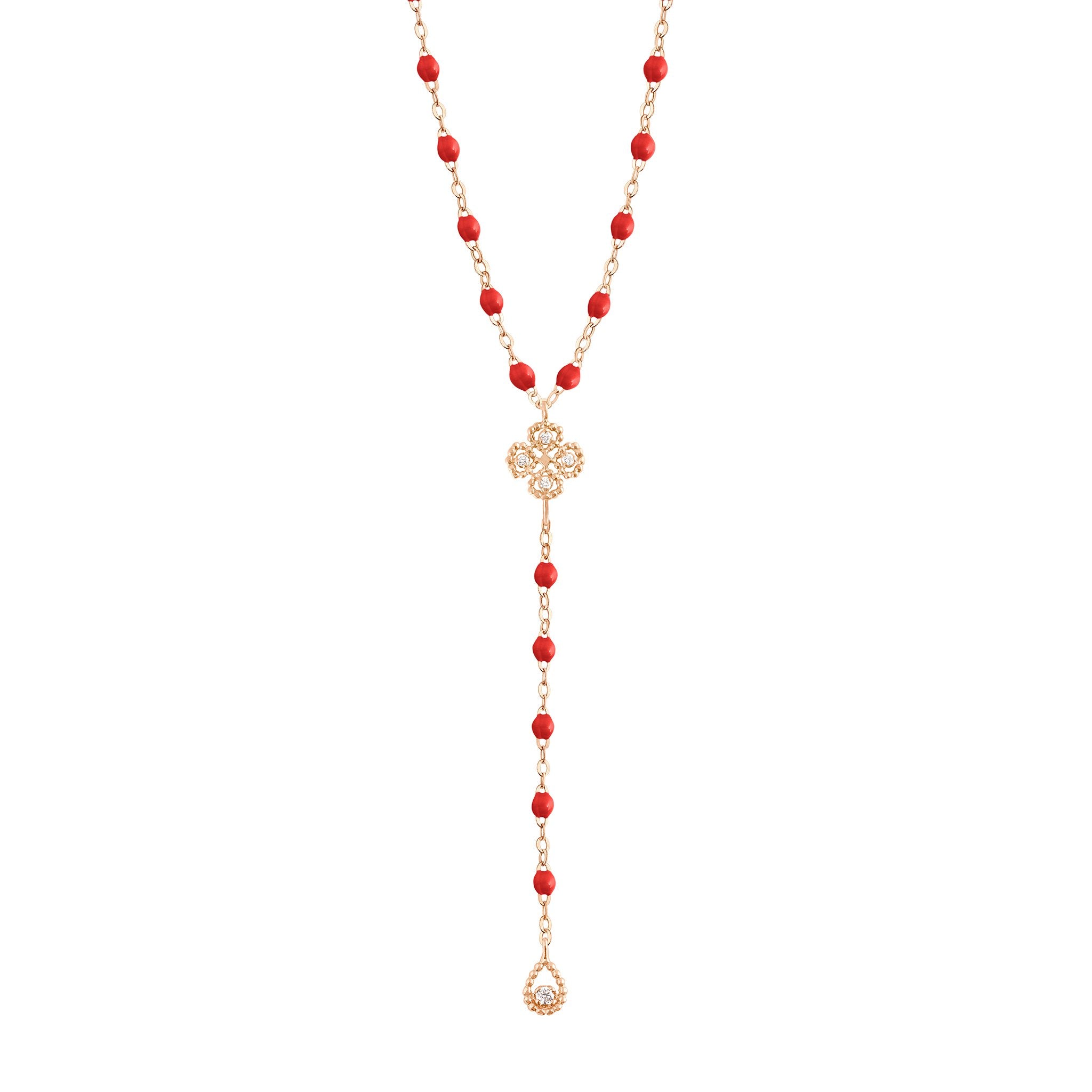 Gigi Clozeau - Lucky Classic Gigi Poppy diamond rosary, Rose Gold, 17.7"