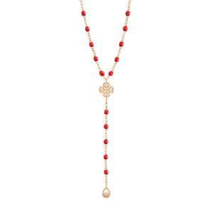 Gigi Clozeau - Lucky Classic Gigi Poppy diamond rosary, Rose Gold, 17.7"