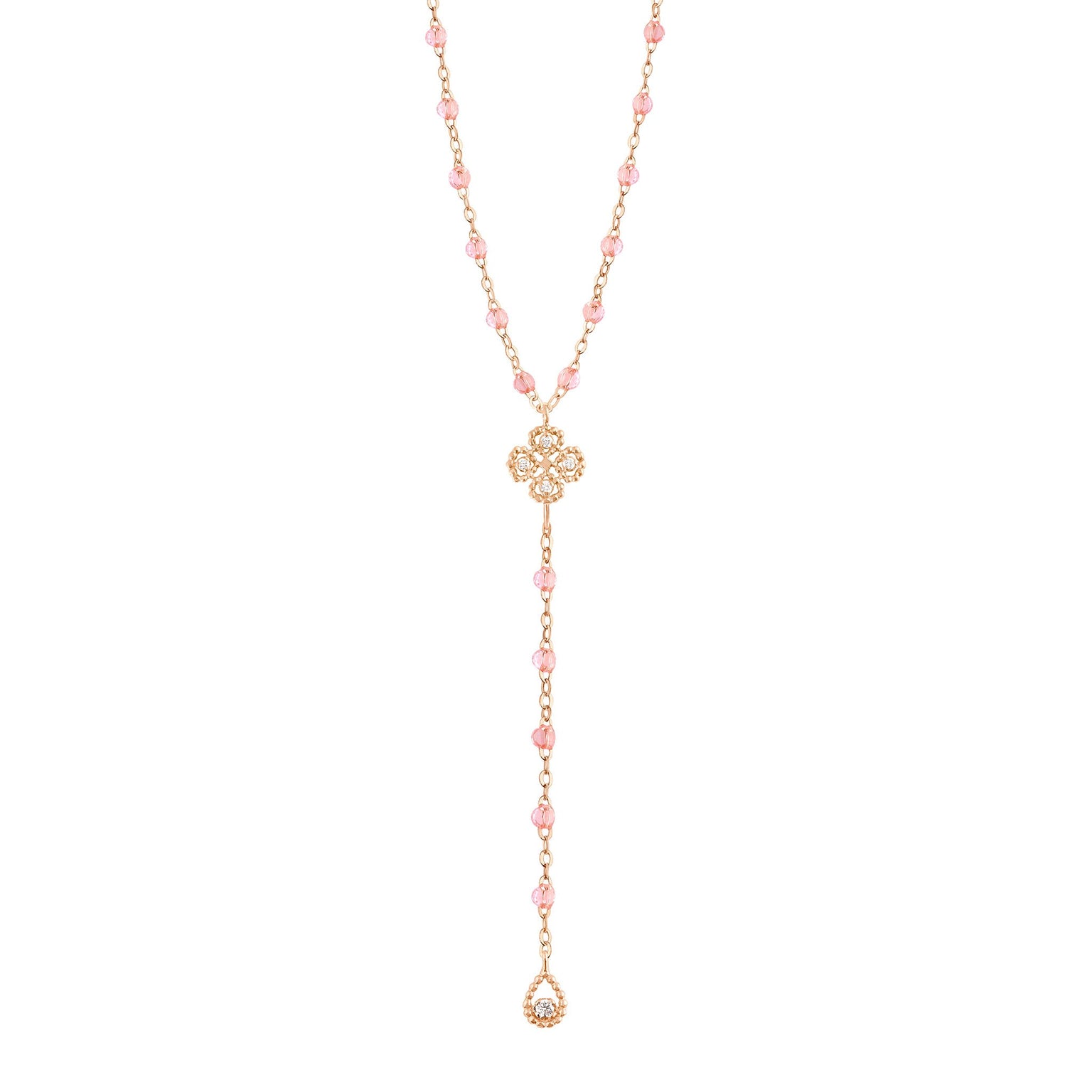 Gigi Clozeau - Lucky Classic Gigi Rosée diamond rosary, Rose Gold, 17.7"