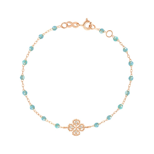 Gigi Clozeau - Lucky Clover Classic Gigi Aqua diamond Bracelet, Rose Gold, 6.7