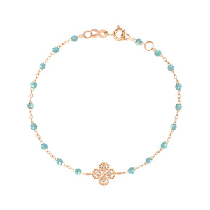 Gigi Clozeau - Lucky Clover Classic Gigi Aqua diamond Bracelet, Rose Gold, 6.7"