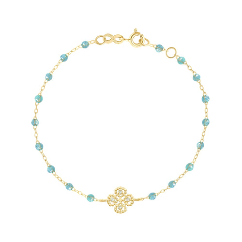 Gigi Clozeau - Lucky Clover Classic Gigi Aqua diamond Bracelet, Yellow Gold, 6.7