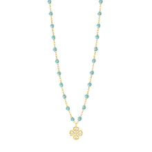 Gigi Clozeau - Lucky Clover Classic Gigi Aqua diamond necklace, Yellow Gold, 16.5"