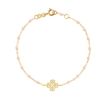 Gigi Clozeau - Lucky Clover Classic Gigi Baby Pink diamond Bracelet, Yellow Gold, 6.7"