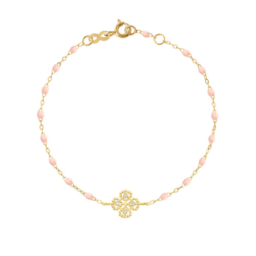 Gigi Clozeau - Lucky Clover Classic Gigi Baby Pink diamond Bracelet, Yellow Gold, 6.7