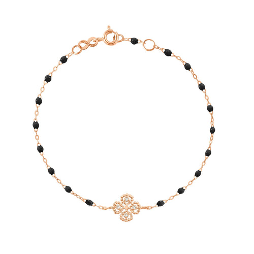 Gigi Clozeau - Lucky Clover Classic Gigi Black diamond Bracelet, Rose Gold, 6.7