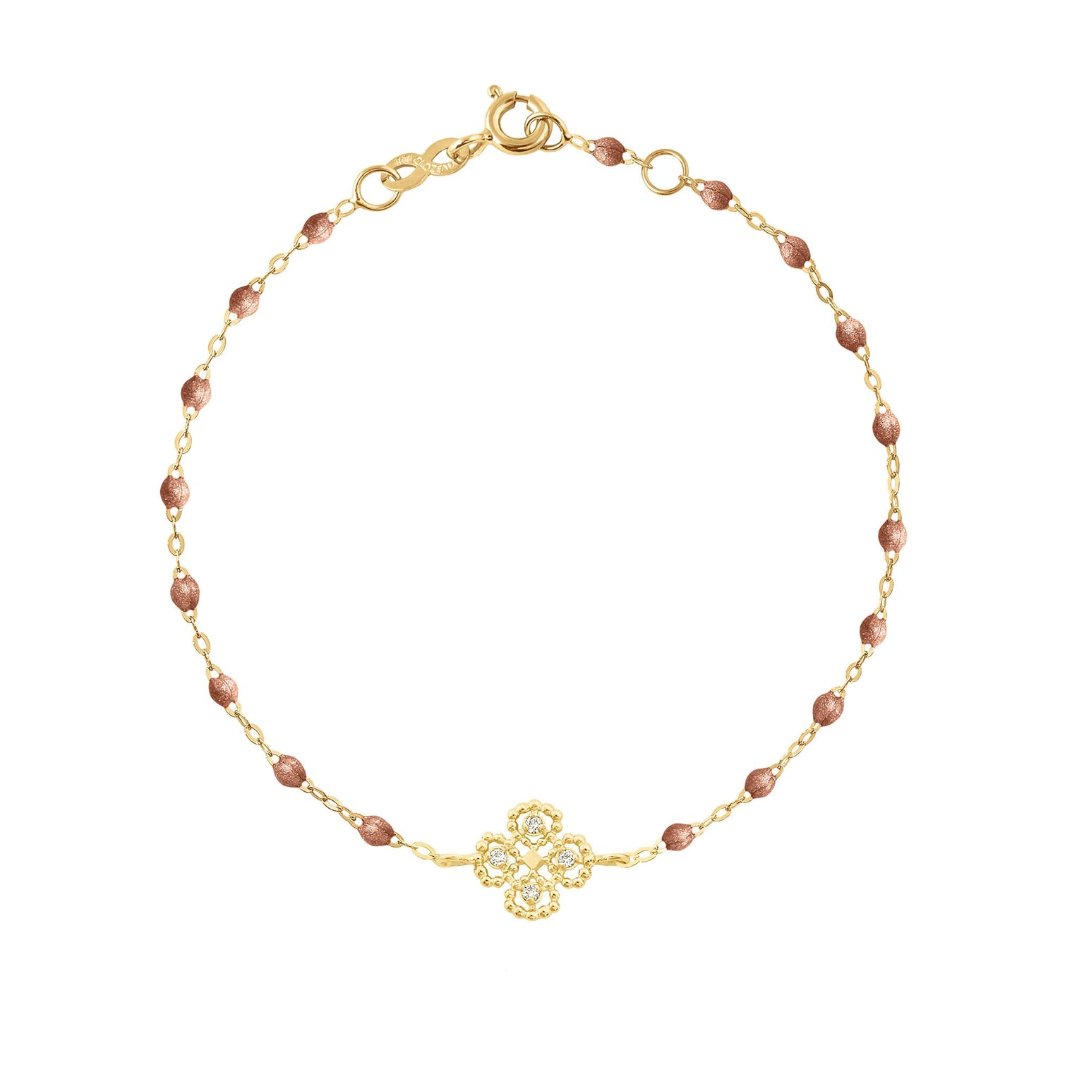 Gigi Clozeau - Lucky Clover Classic Gigi Copper diamond Bracelet, Yellow Gold, 6.7"