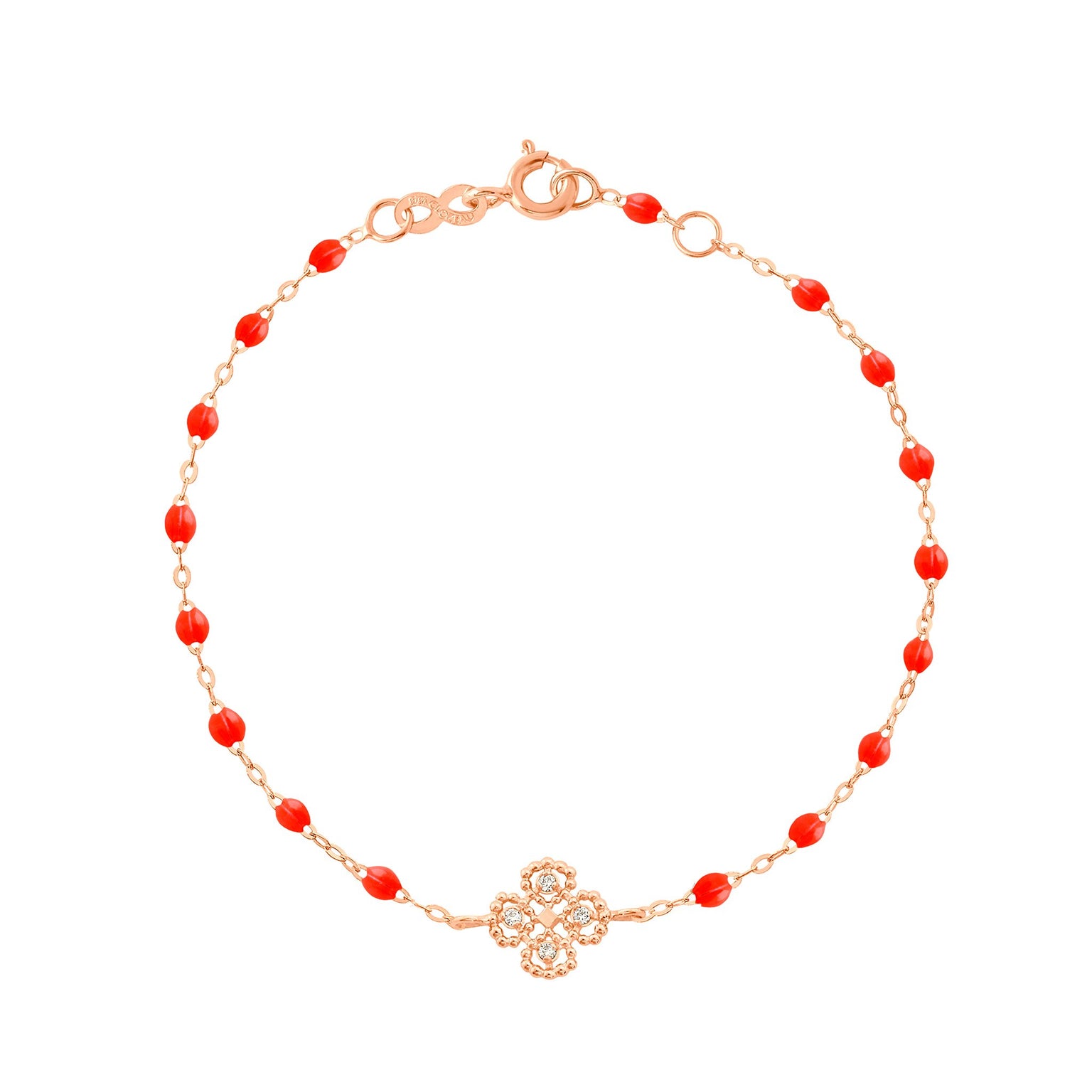 Gigi Clozeau - Lucky Clover Classic Gigi Coral diamond Bracelet, Rose Gold, 6.7"