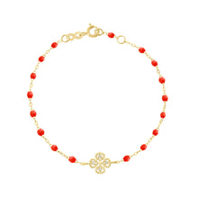 Gigi Clozeau - Lucky Clover Classic Gigi Coral diamond Bracelet, Yellow Gold, 6.7"