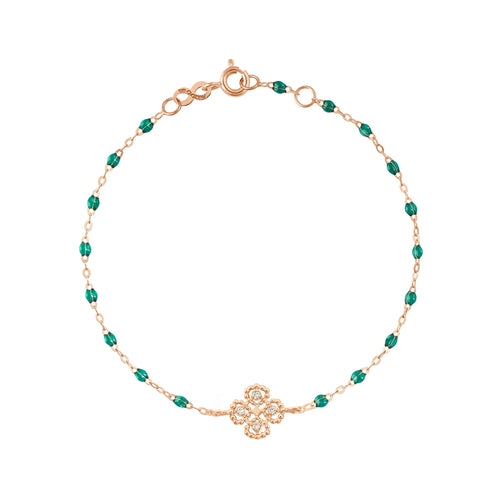 Gigi Clozeau - Lucky Clover Classic Gigi Emerald diamond Bracelet, Rose Gold, 6.7