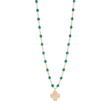 Gigi Clozeau - Lucky Clover Classic Gigi Emerald diamond necklace, Rose Gold, 16.5"