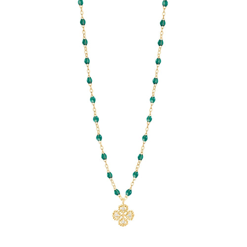 Gigi Clozeau - Lucky Clover Classic Gigi Emerald diamond necklace, Yellow Gold, 16.5