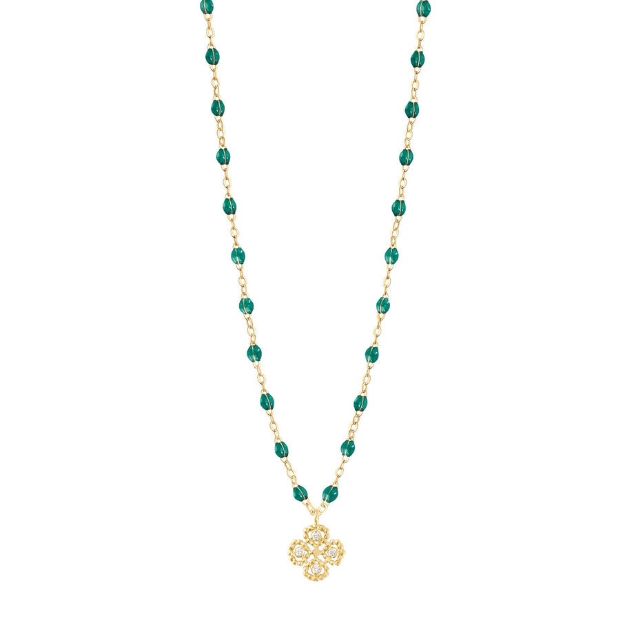 Gigi Clozeau - Lucky Clover Classic Gigi Emerald diamond necklace, Yellow Gold, 16.5
