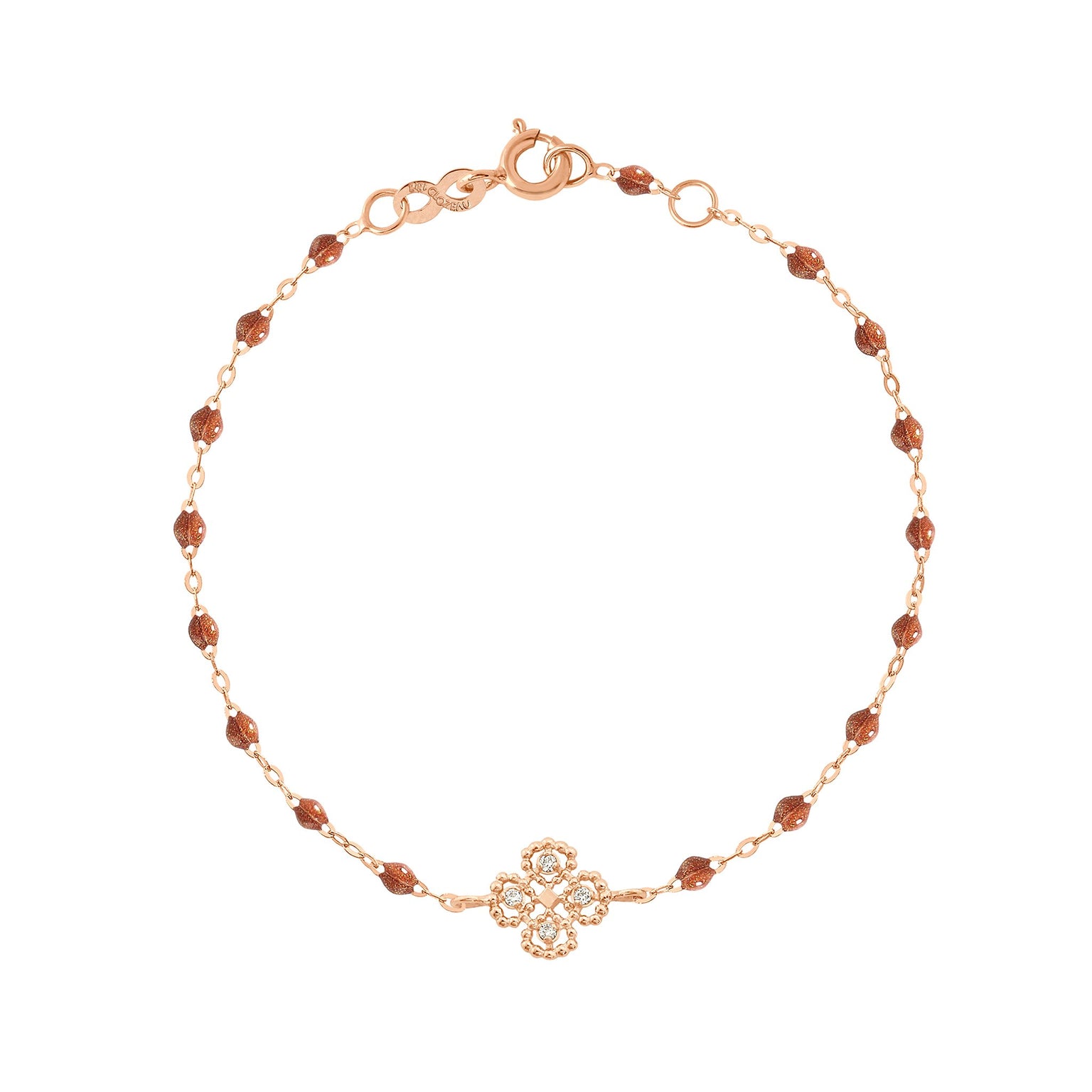 Gigi Clozeau - Lucky Clover Classic Gigi Fauve diamond Bracelet, Rose Gold, 6.7"