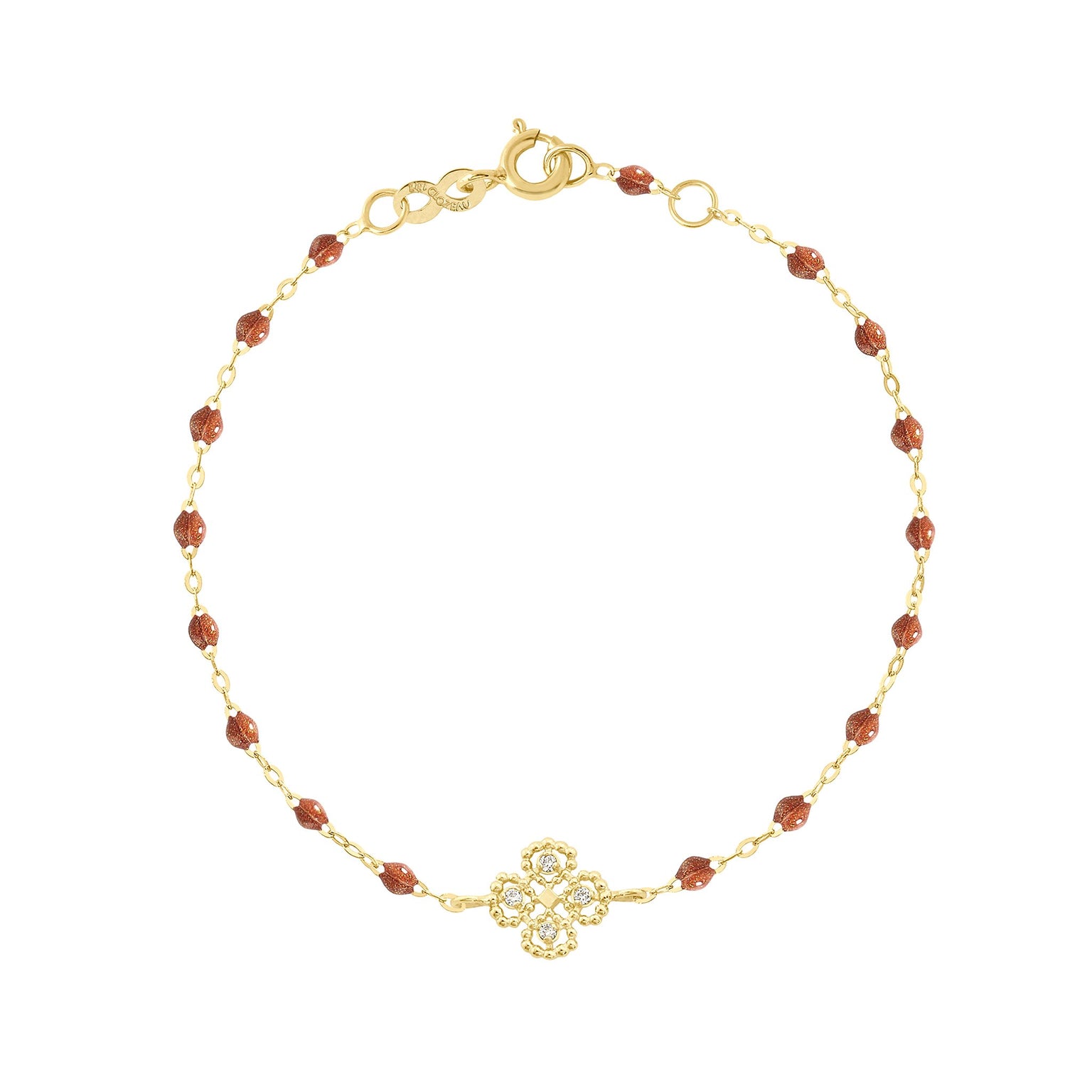 Gigi Clozeau - Lucky Clover Classic Gigi Fauve diamond Bracelet, Yellow Gold, 6.7"