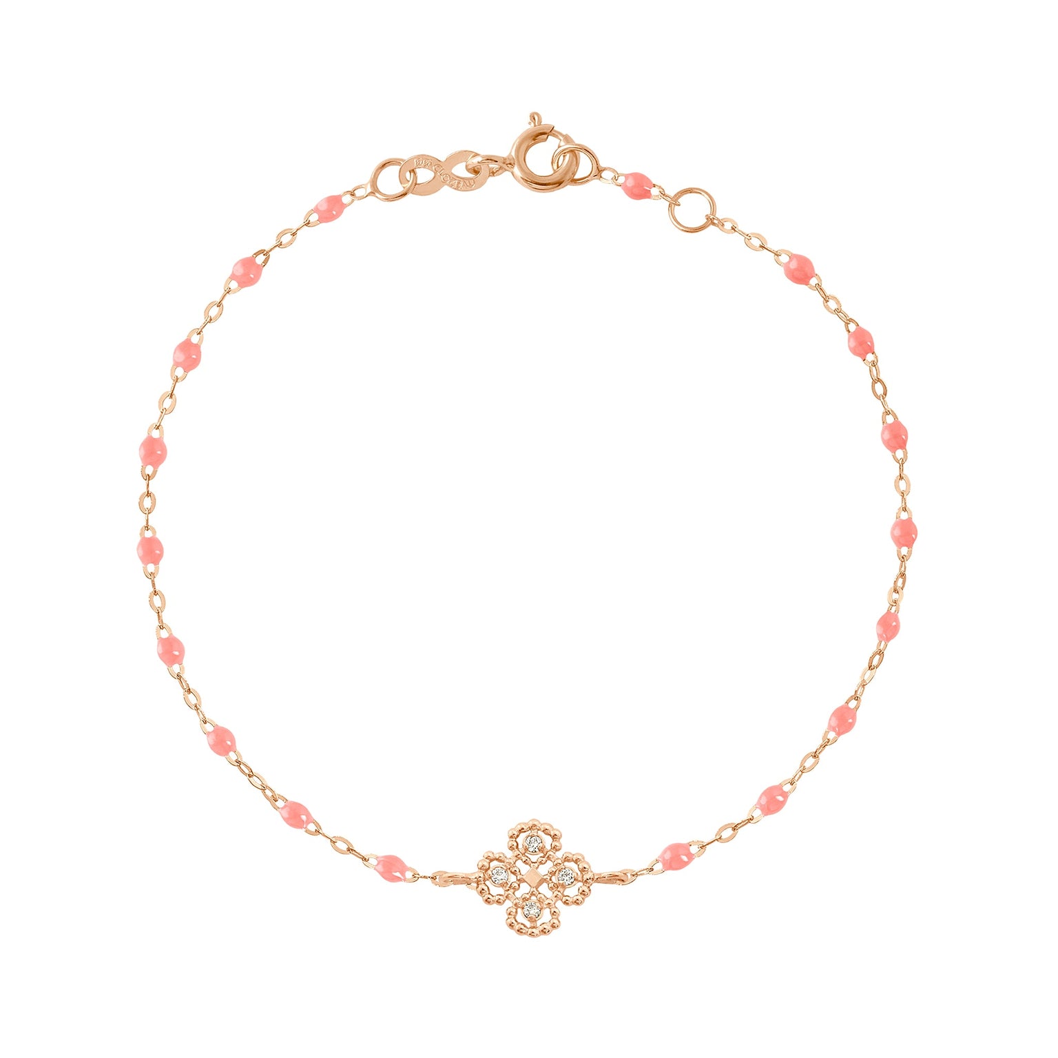 Gigi Clozeau - Lucky Clover Classic Gigi Fuchsia diamond Bracelet, Rose Gold, 6.7"