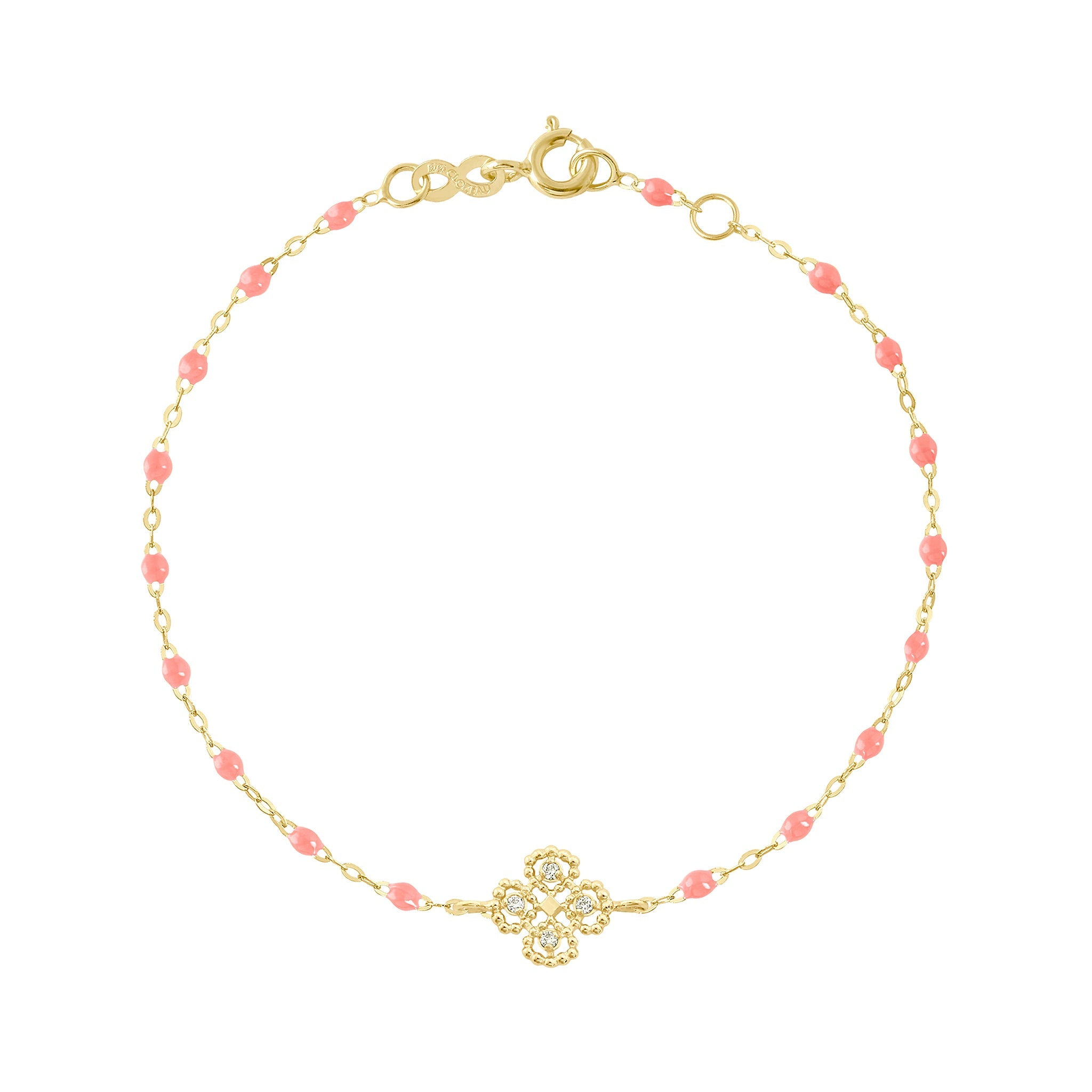 Gigi Clozeau - Lucky Clover Classic Gigi Fuchsia diamond Bracelet, Yellow Gold, 6.7"