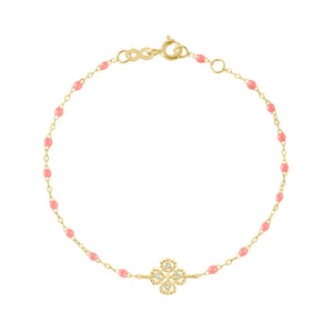 Gigi Clozeau - Lucky Clover Classic Gigi Fuchsia diamond Bracelet, Yellow Gold, 6.7"