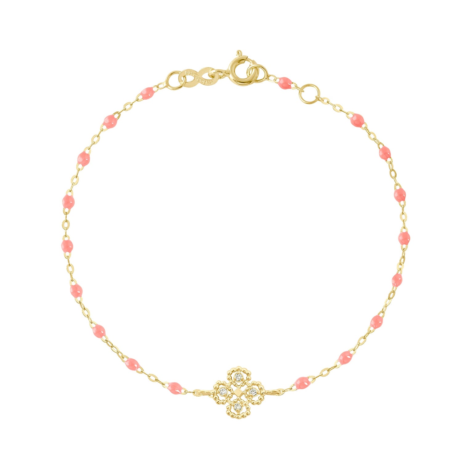 Gigi Clozeau - Lucky Clover Classic Gigi Fuchsia diamond Bracelet, Yellow Gold, 6.7"