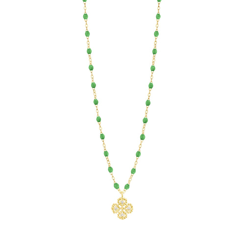 Gigi Clozeau - Lucky Clover Classic Gigi Green diamond necklace, Yellow Gold, 16.5
