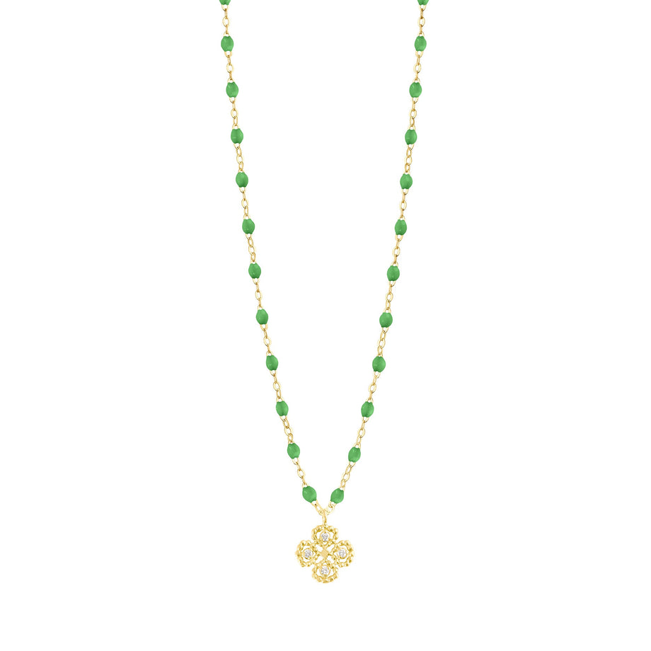 Gigi Clozeau - Lucky Clover Classic Gigi Green diamond necklace, Yellow Gold, 16.5