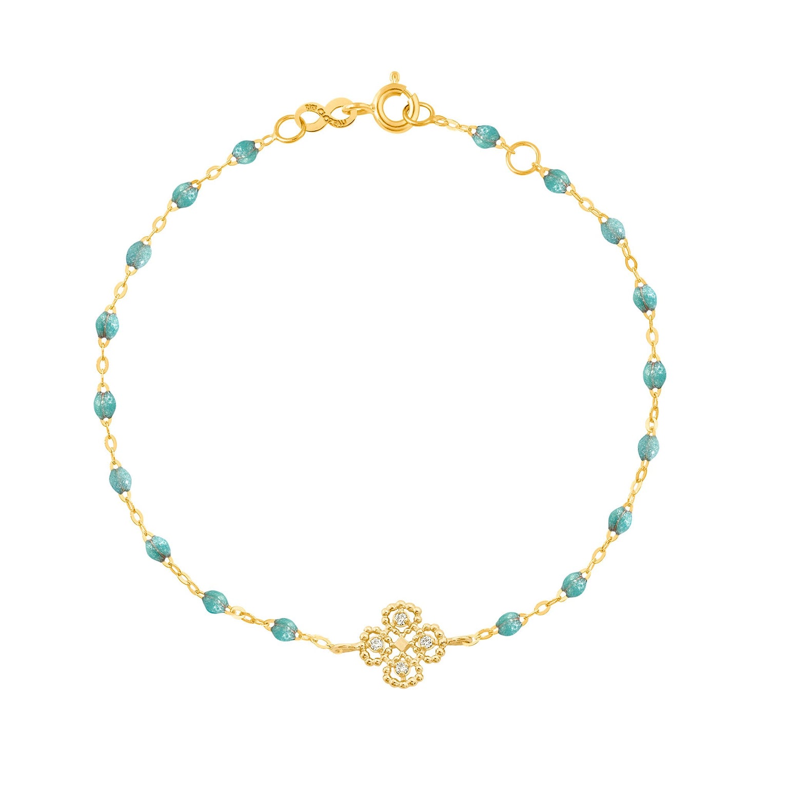 Gigi Clozeau - Lucky Clover Classic Gigi Iceberg diamond Bracelet, Yellow Gold, 6.7"