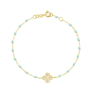 Gigi Clozeau - Lucky Clover Classic Gigi Jade diamond Bracelet, Yellow Gold, 6.7"