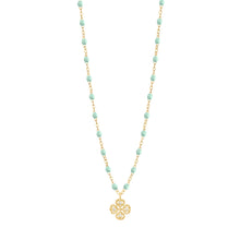 Gigi Clozeau - Lucky Clover Classic Gigi Jade diamond necklace, Yellow Gold, 16.5"