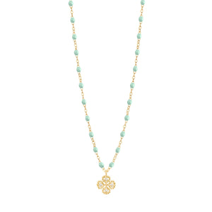 Gigi Clozeau - Lucky Clover Classic Gigi Jade diamond necklace, Yellow Gold, 16.5"