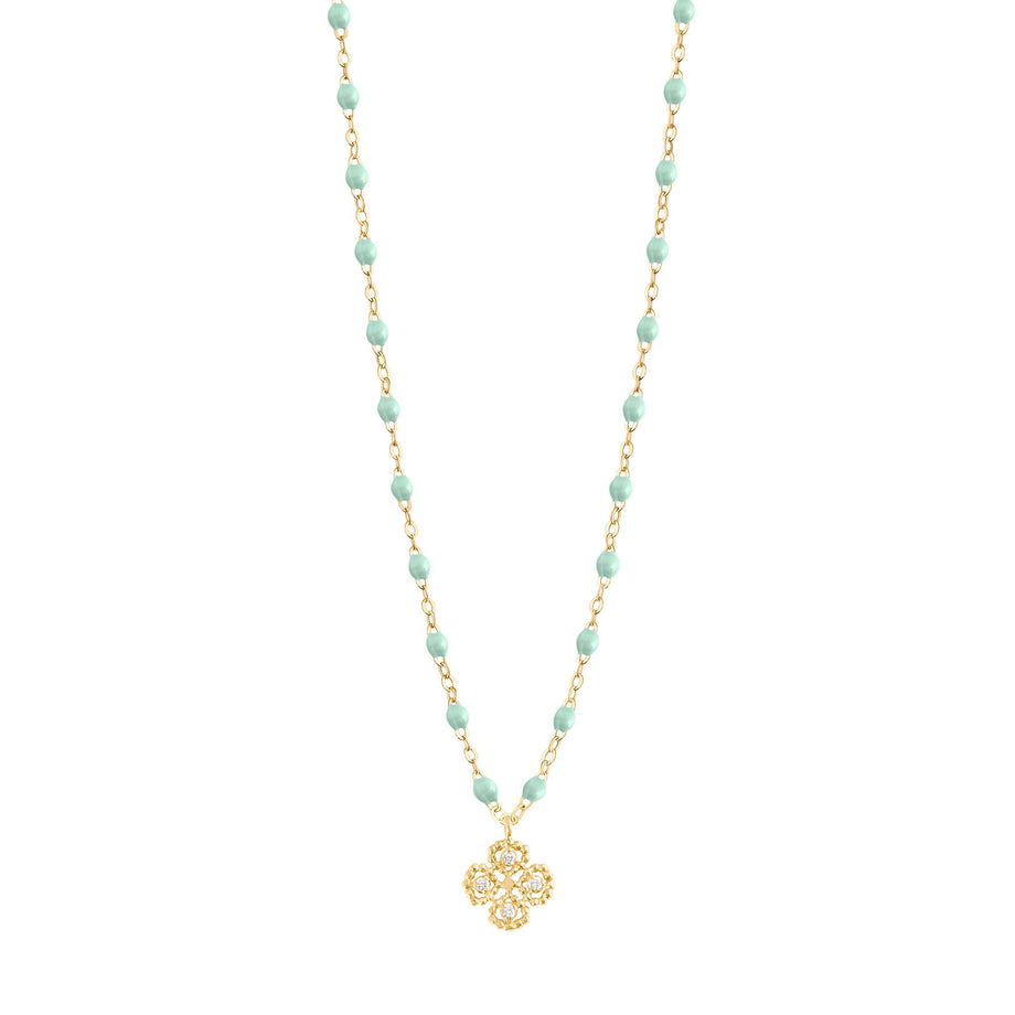Gigi Clozeau - Lucky Clover Classic Gigi Jade diamond necklace, Yellow Gold, 16.5
