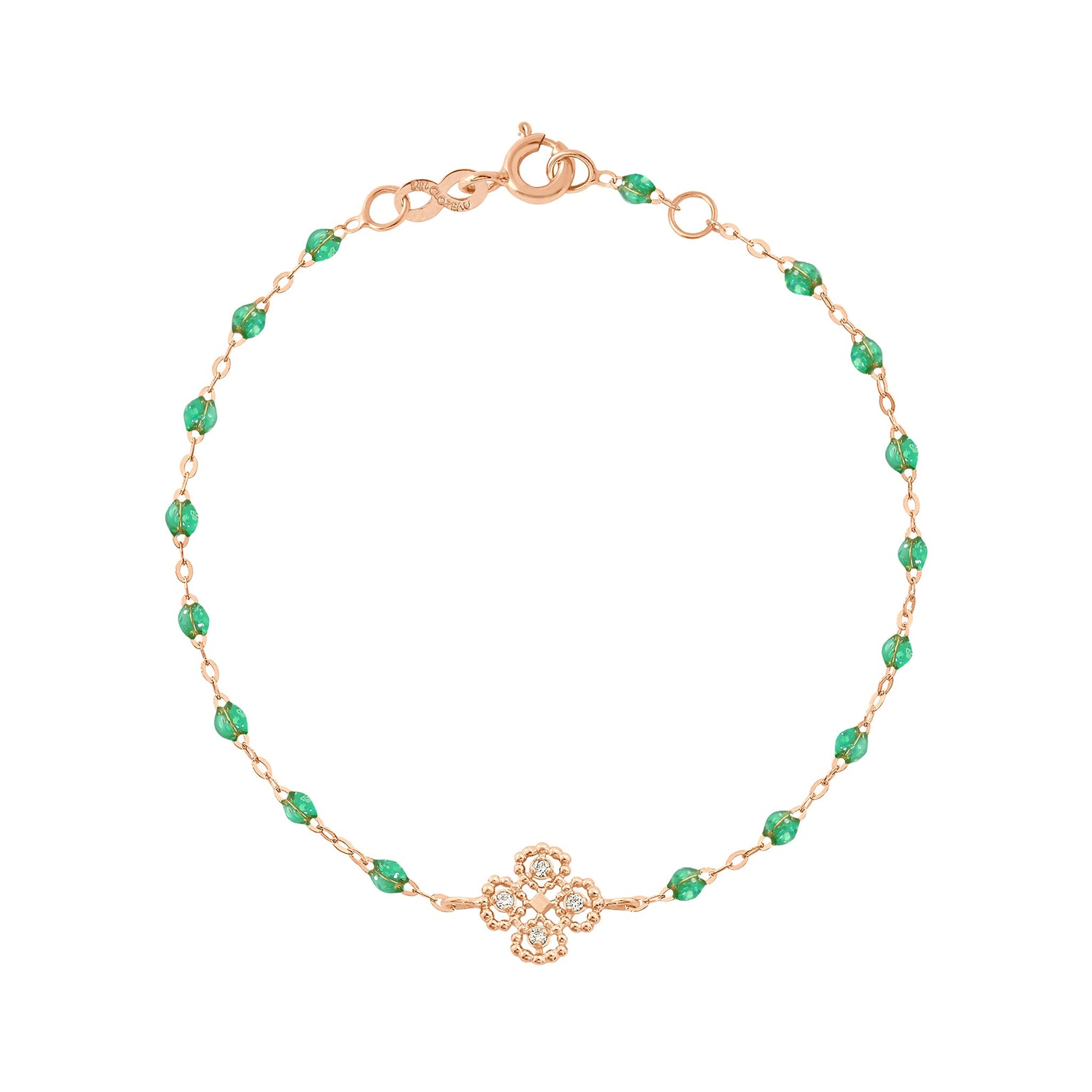 Gigi Clozeau - Lucky Clover Classic Gigi Mint diamond Bracelet, Rose Gold, 6.7"