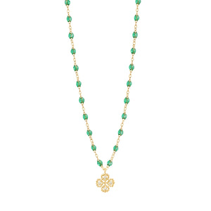 Gigi Clozeau - Lucky Clover Classic Gigi Mint diamond Necklace, Yellow Gold, 16.5"