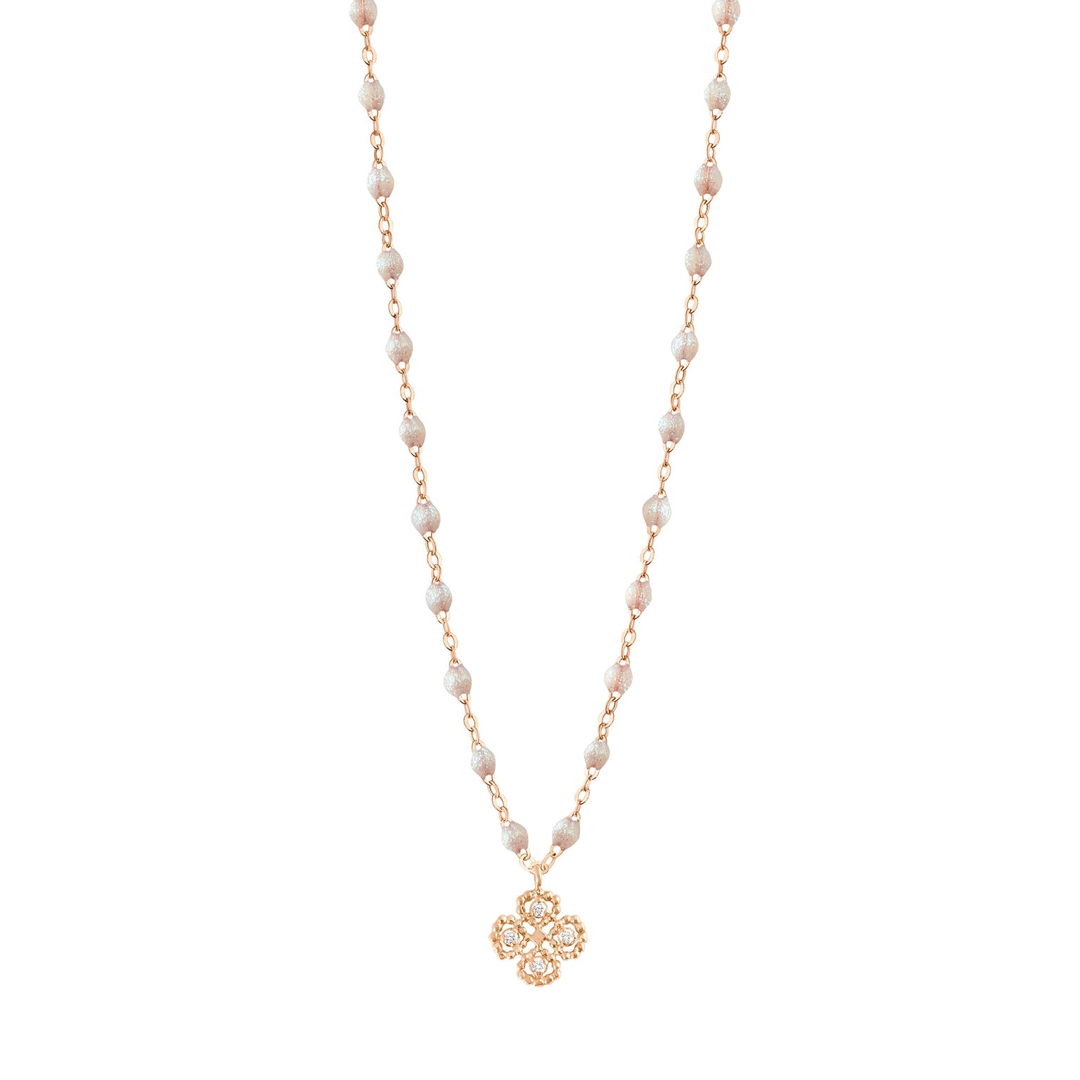 Gigi Clozeau - Lucky Clover Classic Gigi Opal diamond Necklace, Rose Gold, 16.5"
