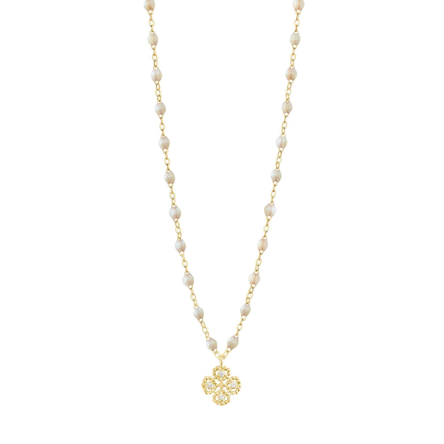 Gigi Clozeau - Lucky Clover Classic Gigi Opal diamond Necklace, Yellow Gold, 16.5"