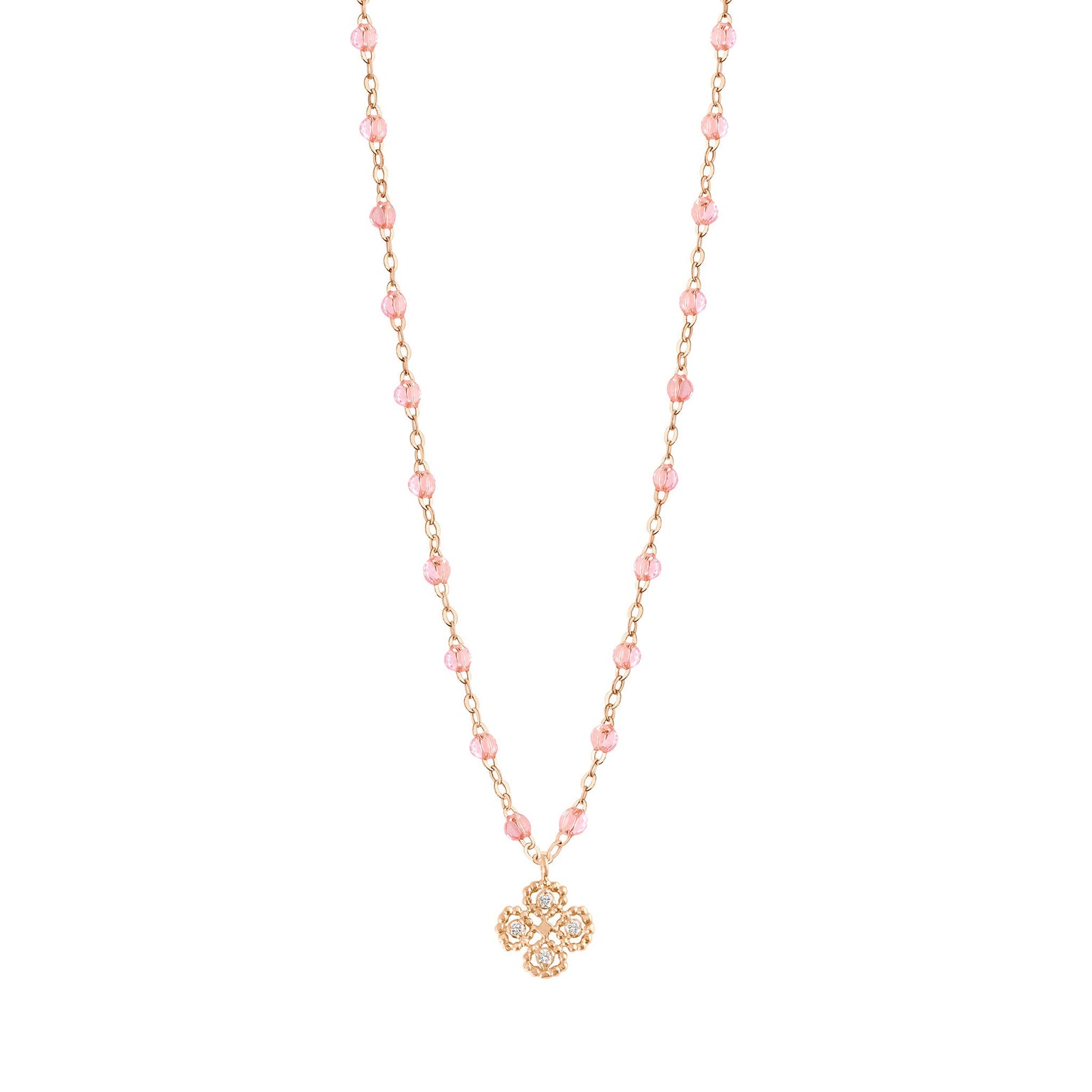 Gigi Clozeau - Lucky Clover Classic Gigi Rosée diamond necklace, Rose Gold, 16.5"