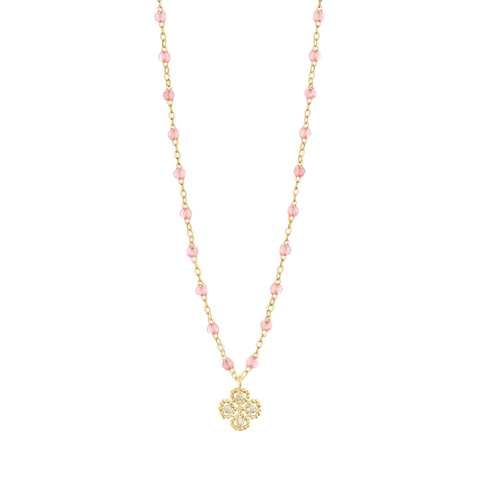 Gigi Clozeau - Lucky Clover Classic Gigi Rosée diamond necklace, Yellow Gold, 16.5"