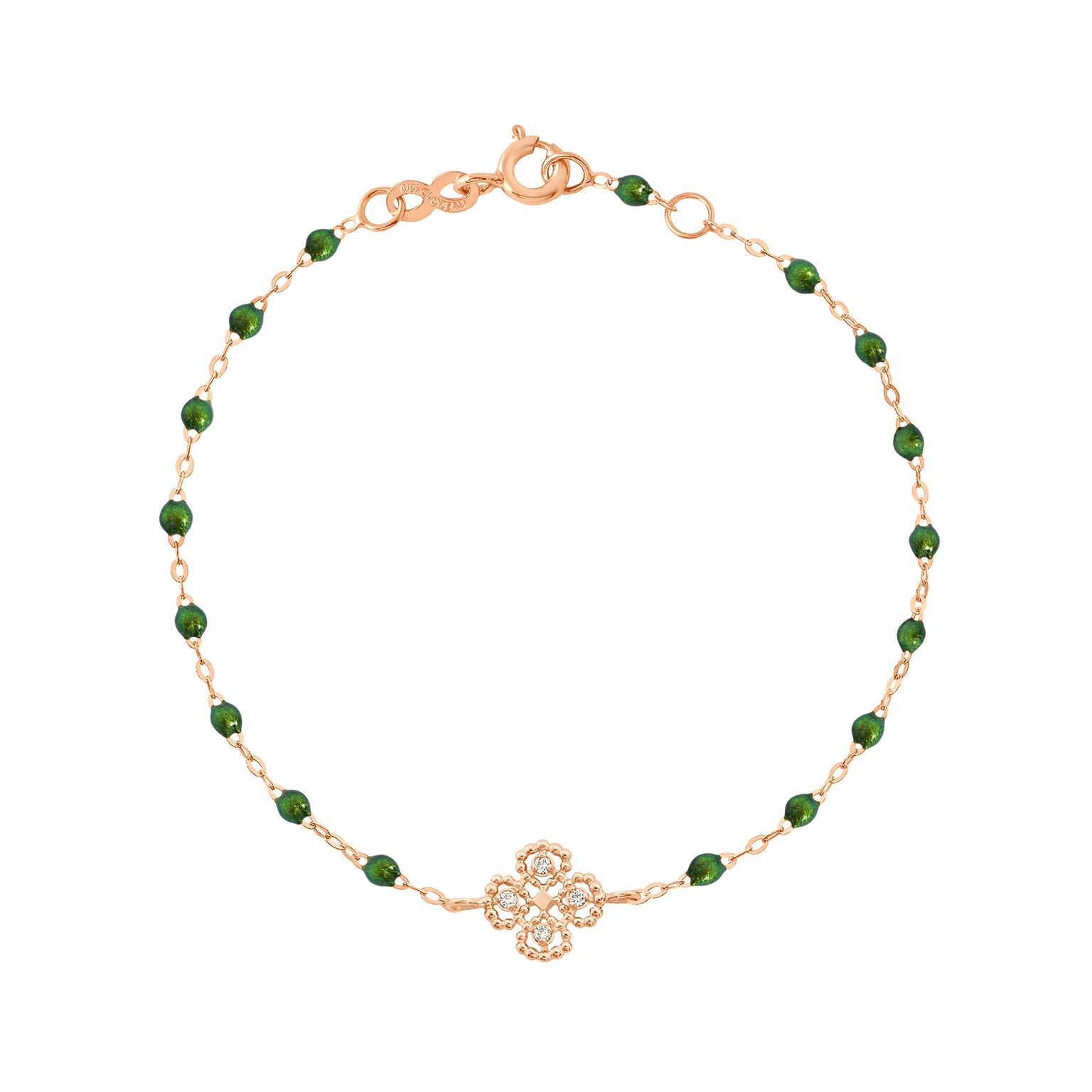 Gigi Clozeau - Lucky Clover Classic Gigi Scarab diamond Bracelet, Rose Gold, 6.7"
