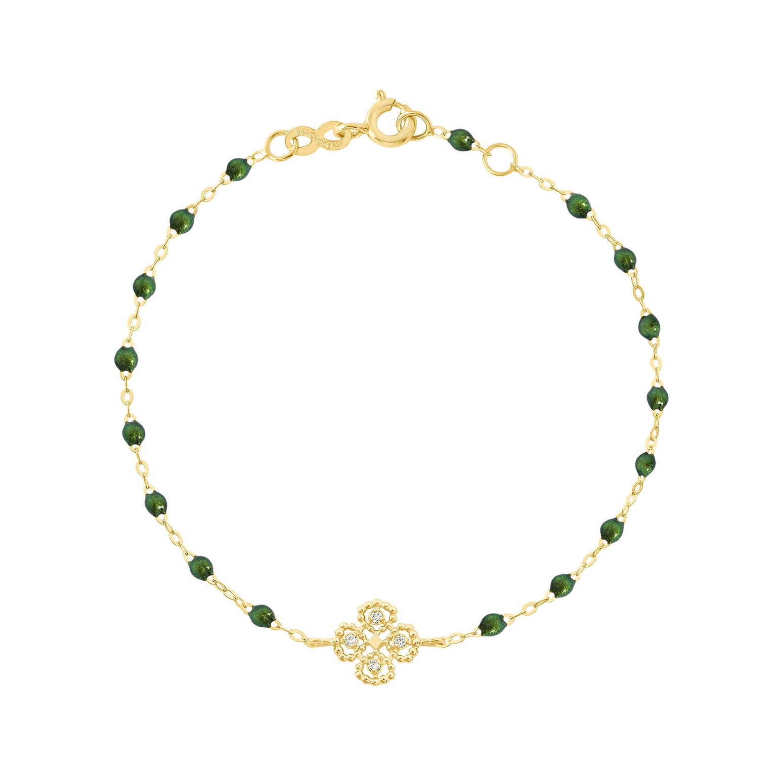 Gigi Clozeau - Lucky Clover Classic Gigi Scarab diamond Bracelet, Yellow Gold, 6.7"