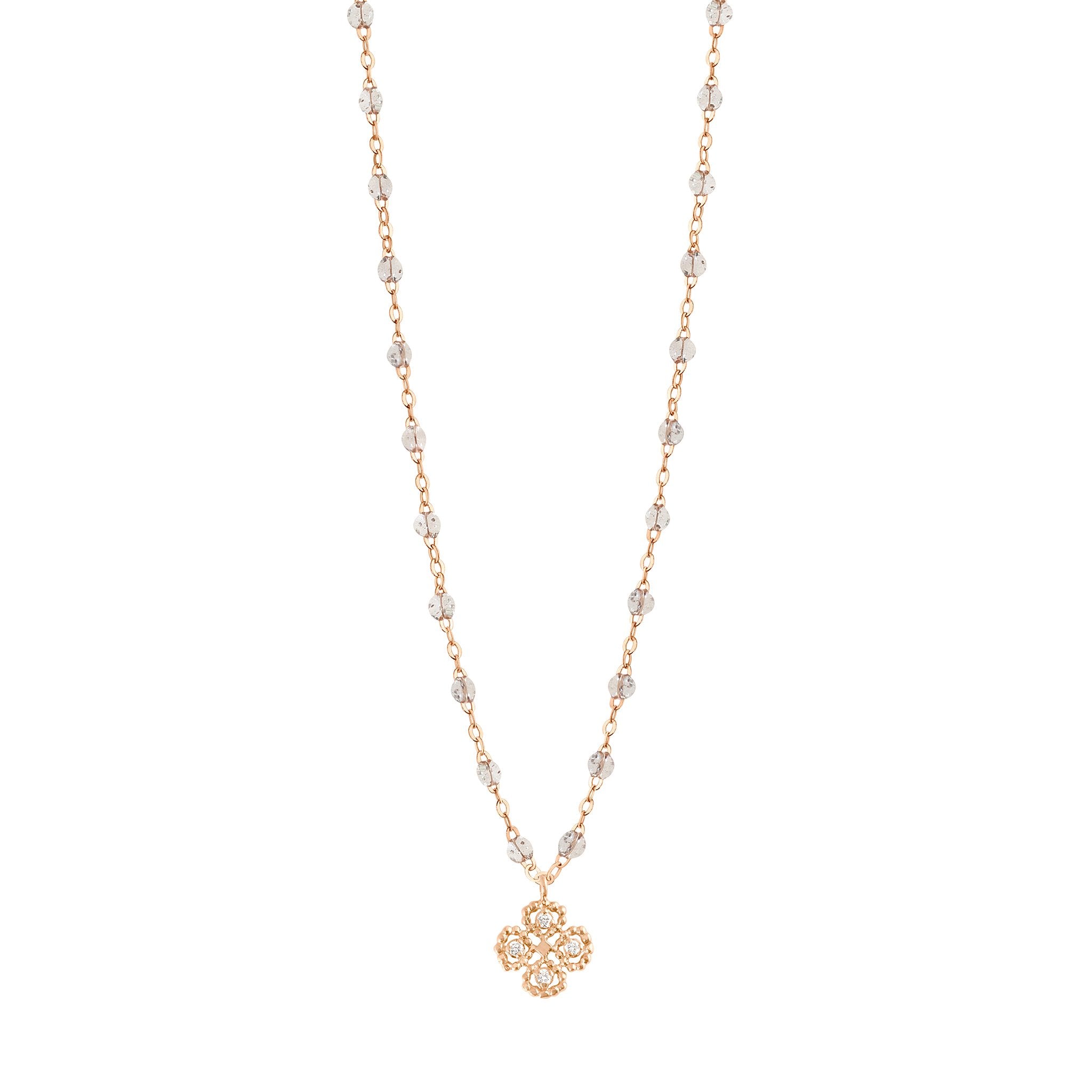 Gigi Clozeau - Lucky Clover Classic Gigi Sparkle diamond necklace, Rose Gold, 16.5"